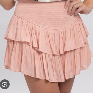 Mustard Seed Blush Ruffled Mini Skirt